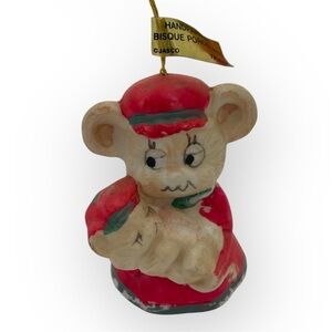 Red and Cream Holiday Mouse Ornament